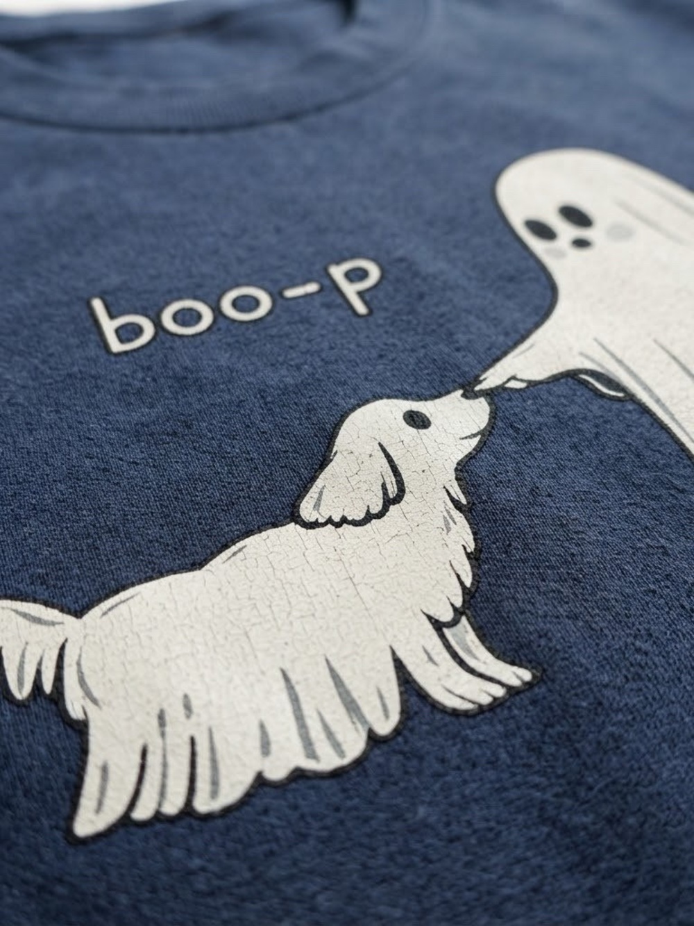 Gildan Navy Halloween Ghost & Dog Sweatshirt, Gift for Her, For Him - Picture 2 of 2